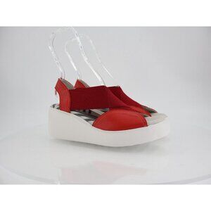 Fly London Women’s Daif Red Elastic Platform Sandals Size 39 8 Leather Wedge